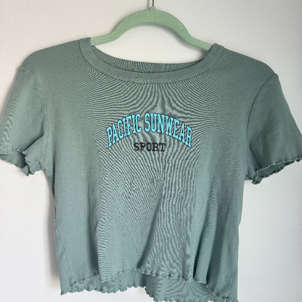 PacSun L.A. Hearts Small Forest Green, Blue, and Black Cropped Top.